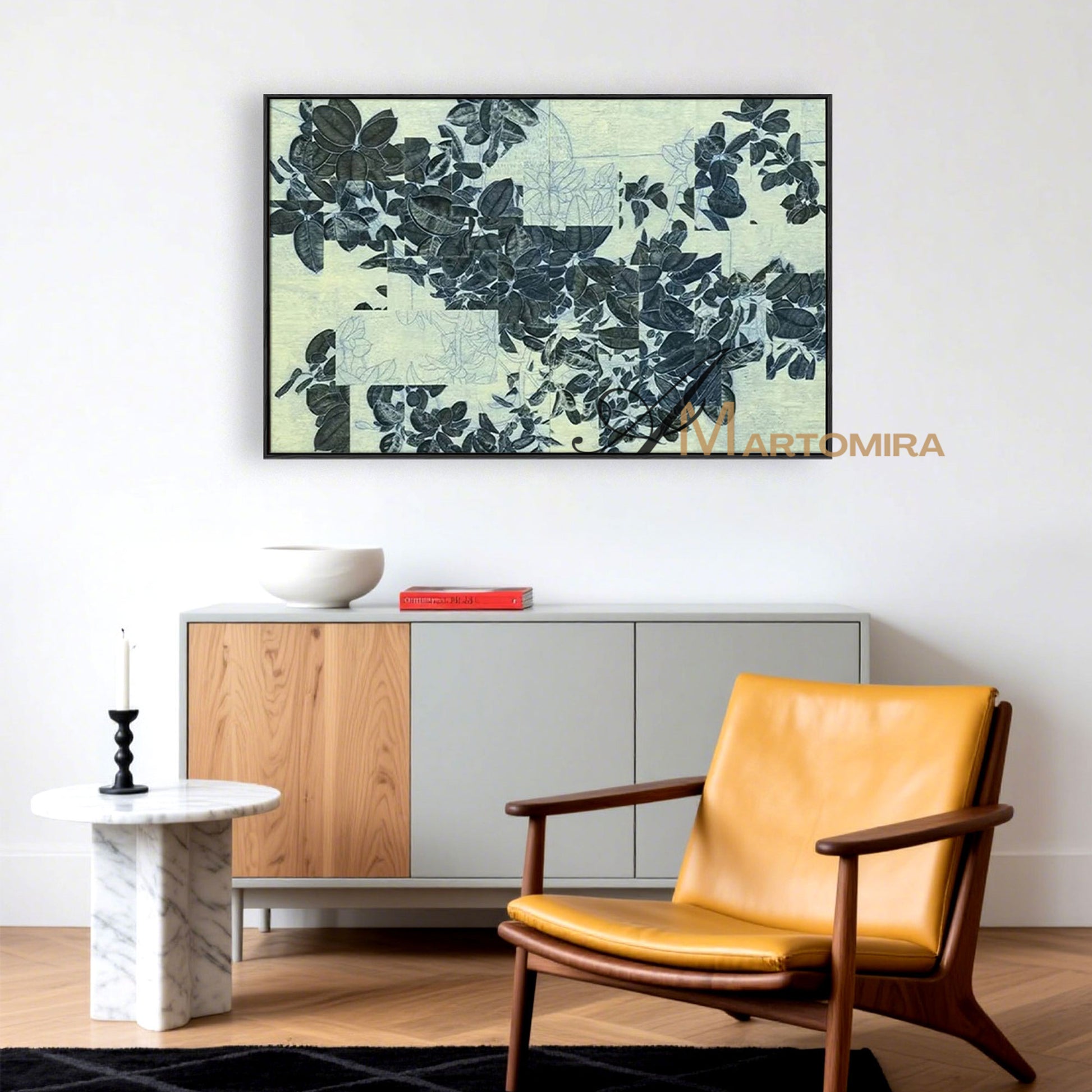 Leaf Painting | Canvas Wall Decor | Large Wall Art For Bedroom | Green Abstract Wall Art  #MF067