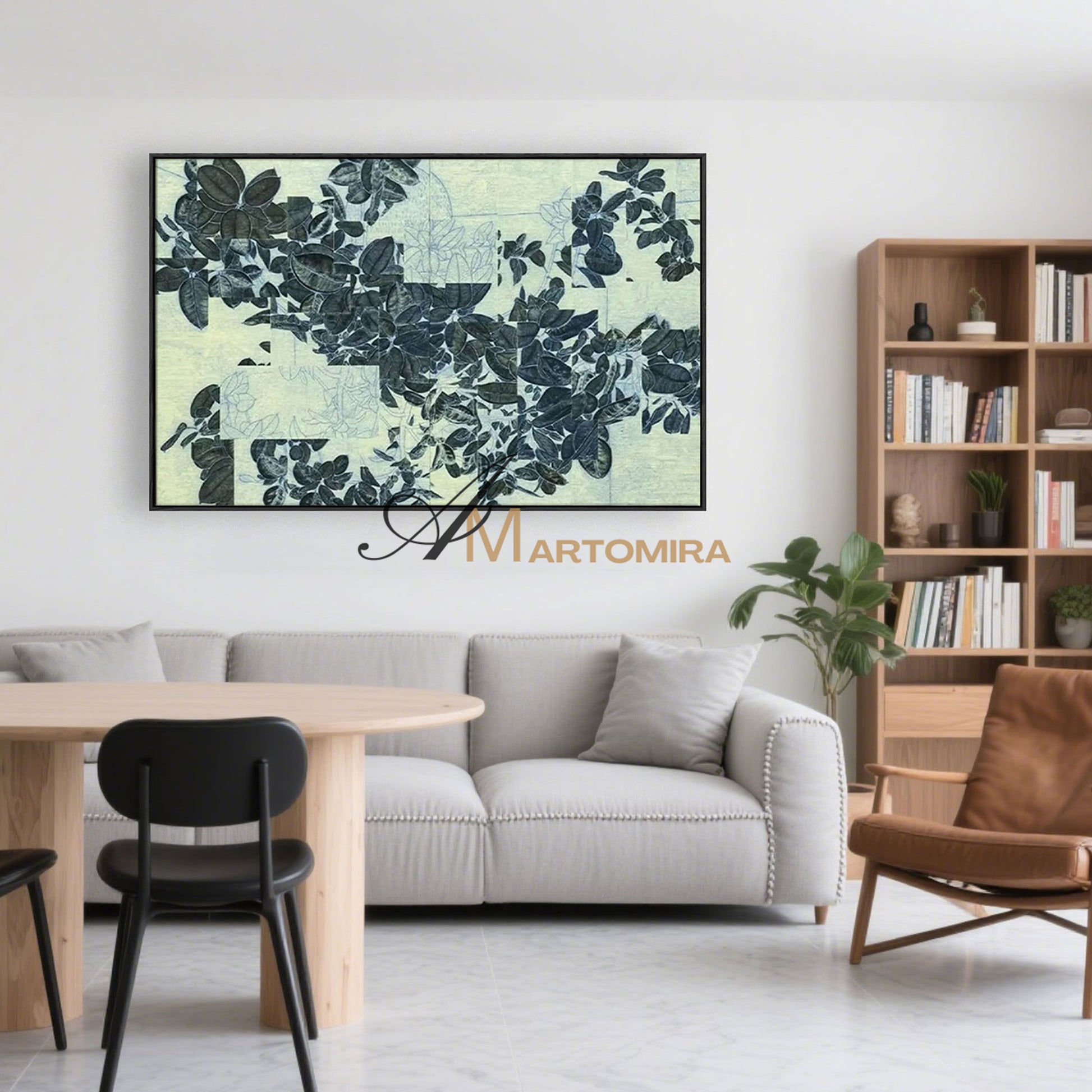 Leaf Painting | Canvas Wall Decor | Large Wall Art For Bedroom | Green Abstract Wall Art  #MF067