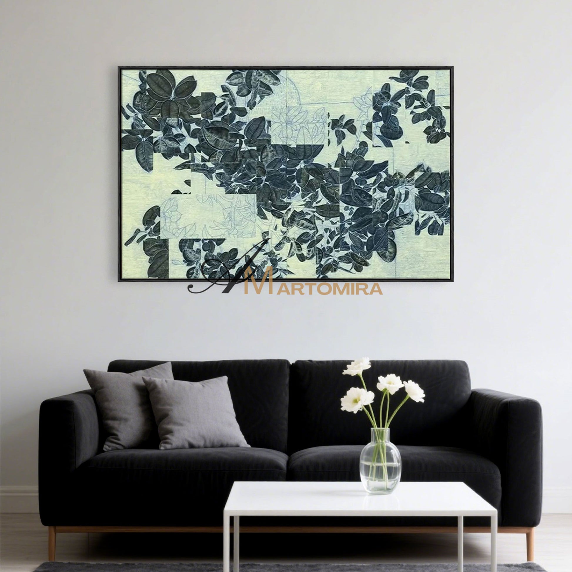 Leaf Painting | Canvas Wall Decor | Large Wall Art For Bedroom | Green Abstract Wall Art  #MF067
