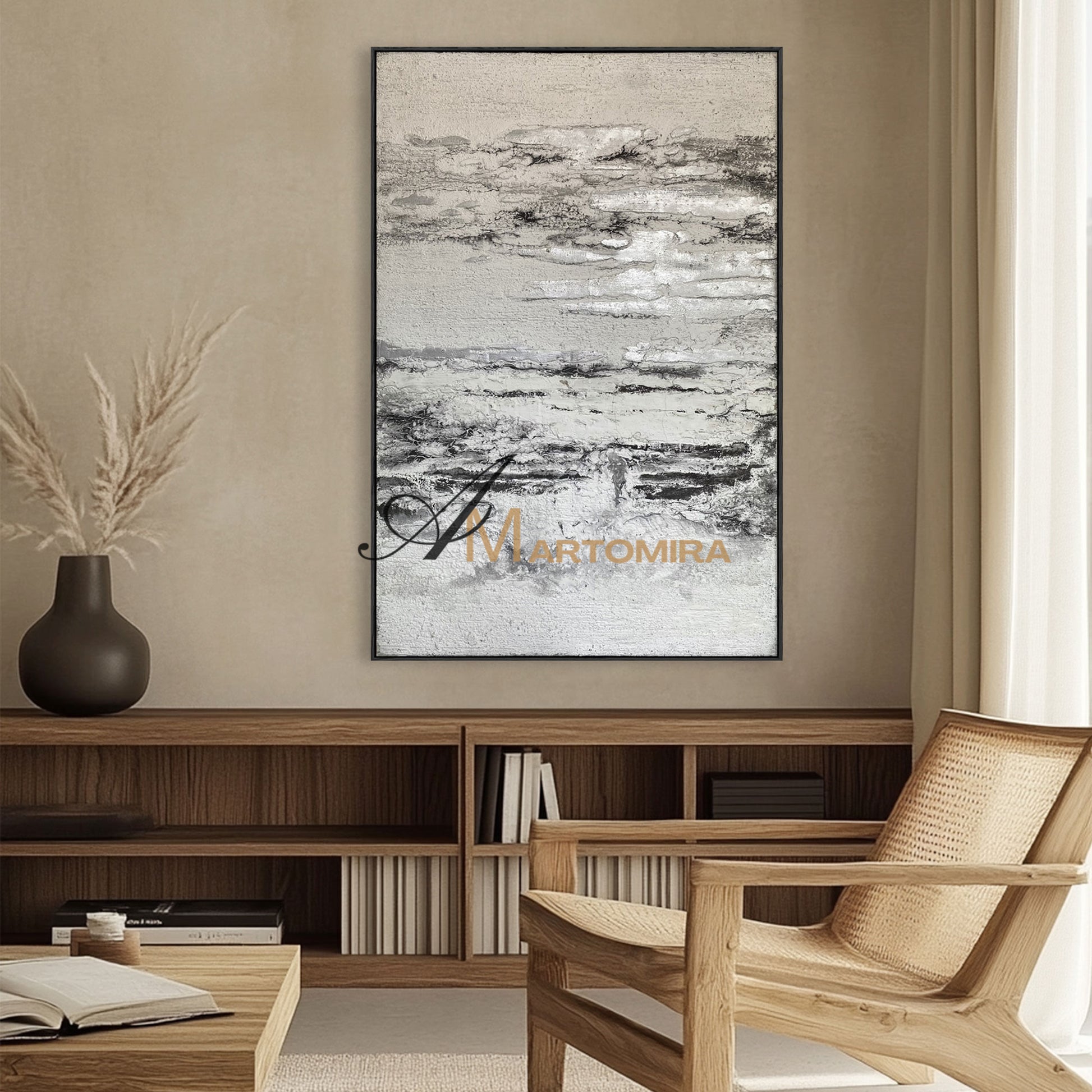 Modern Abstract Paintings | Textured Wall Art | Black And White Wall Art | Neutral Abstract Painting #NY017