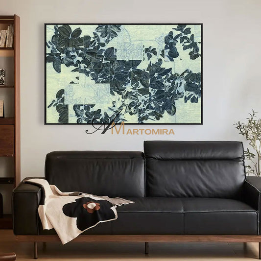 Leaf Painting | Canvas Wall Decor | Large Wall Art For Bedroom | Green Abstract Wall Art  #MF067