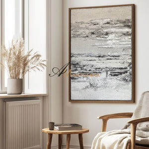 Modern Abstract Paintings | Textured Wall Art | Black And White Wall Art | Neutral Abstract Painting #NY017