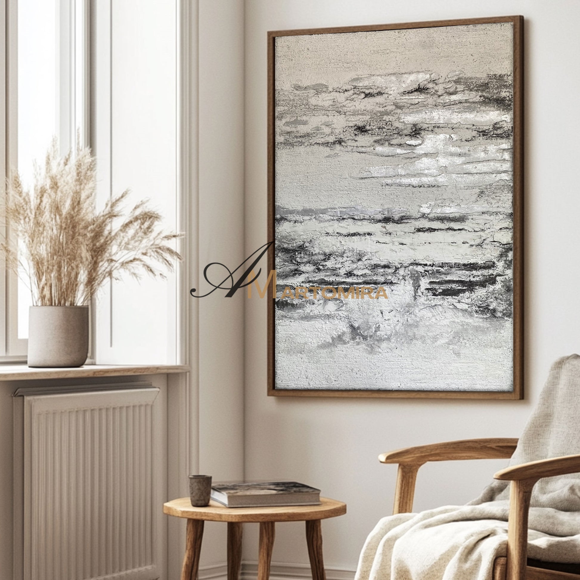 Modern Abstract Paintings | Textured Wall Art | Black And White Wall Art | Neutral Abstract Painting #NY017