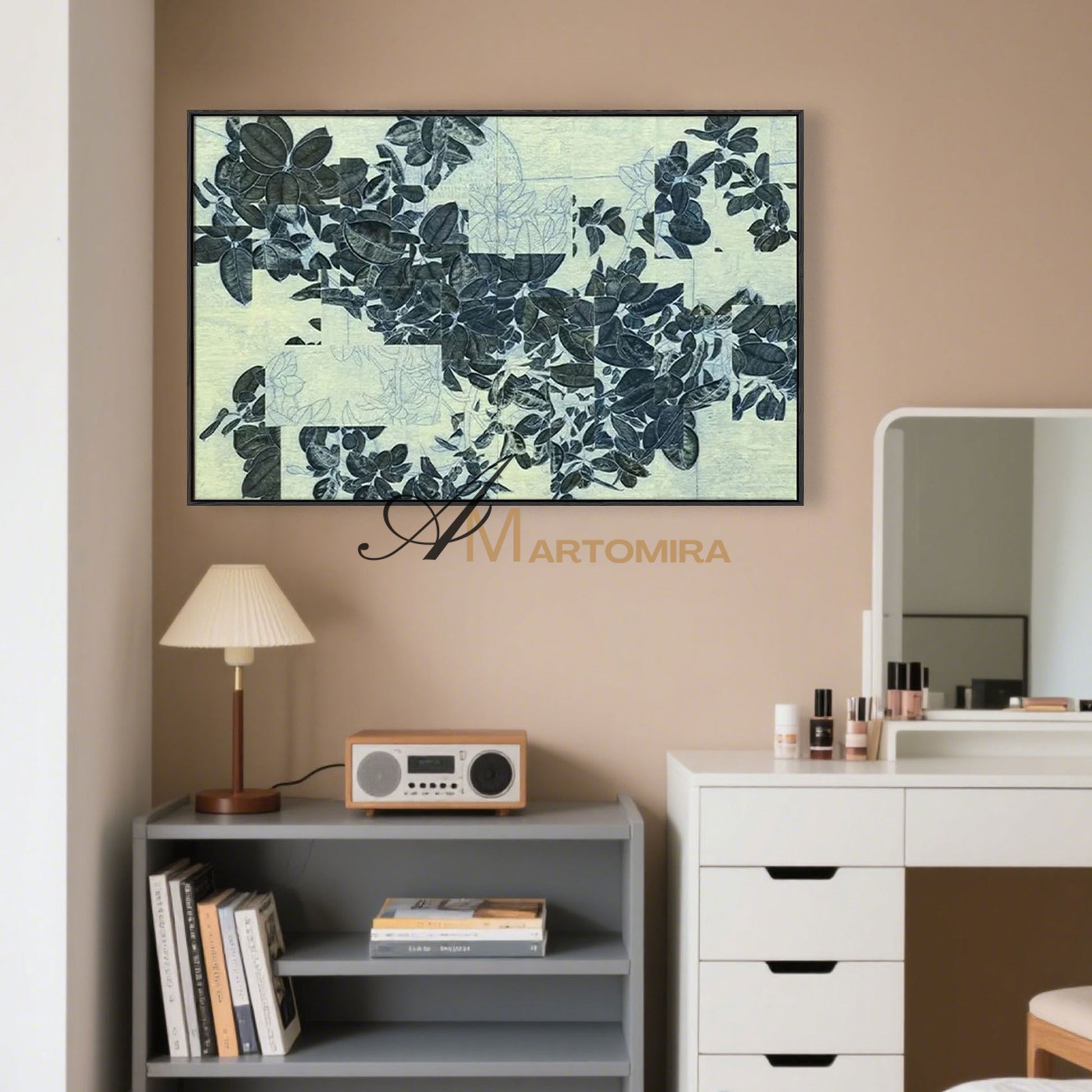 Leaf Painting | Canvas Wall Decor | Large Wall Art For Bedroom | Green Abstract Wall Art  #MF067