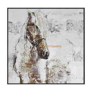 Horse Wall Art | Horse Paintings On Canvas  | Brown And Beige Wall Art | Abstract Wall Art #MF068