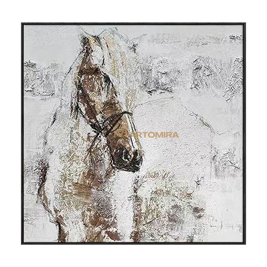 Horse Wall Art | Horse Paintings On Canvas  | Brown And Beige Wall Art | Abstract Wall Art #MF068