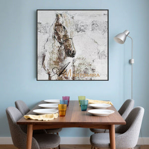 Horse Wall Art | Horse Paintings On Canvas  | Brown And Beige Wall Art | Abstract Wall Art #MF068