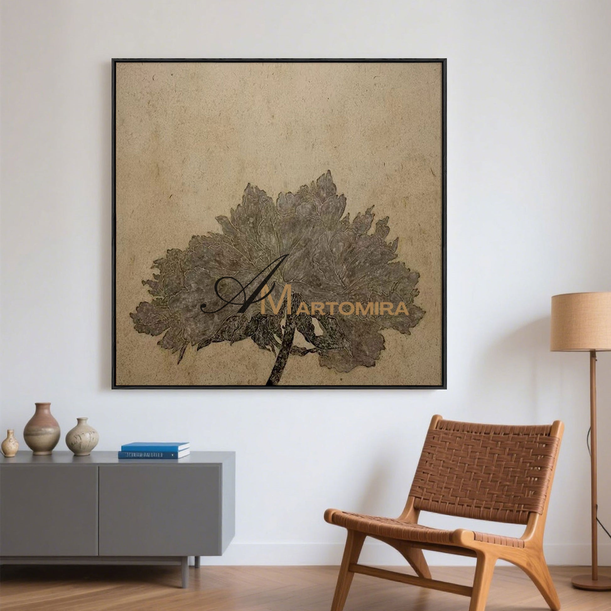Abstract Floral Painting | Flower Oil Painting | Brown Abstract Wall Art | Wabi Sabi Wall Art #MF069