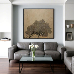 Abstract Floral Painting | Flower Oil Painting | Brown Abstract Wall Art | Wabi Sabi Wall Art #MF069