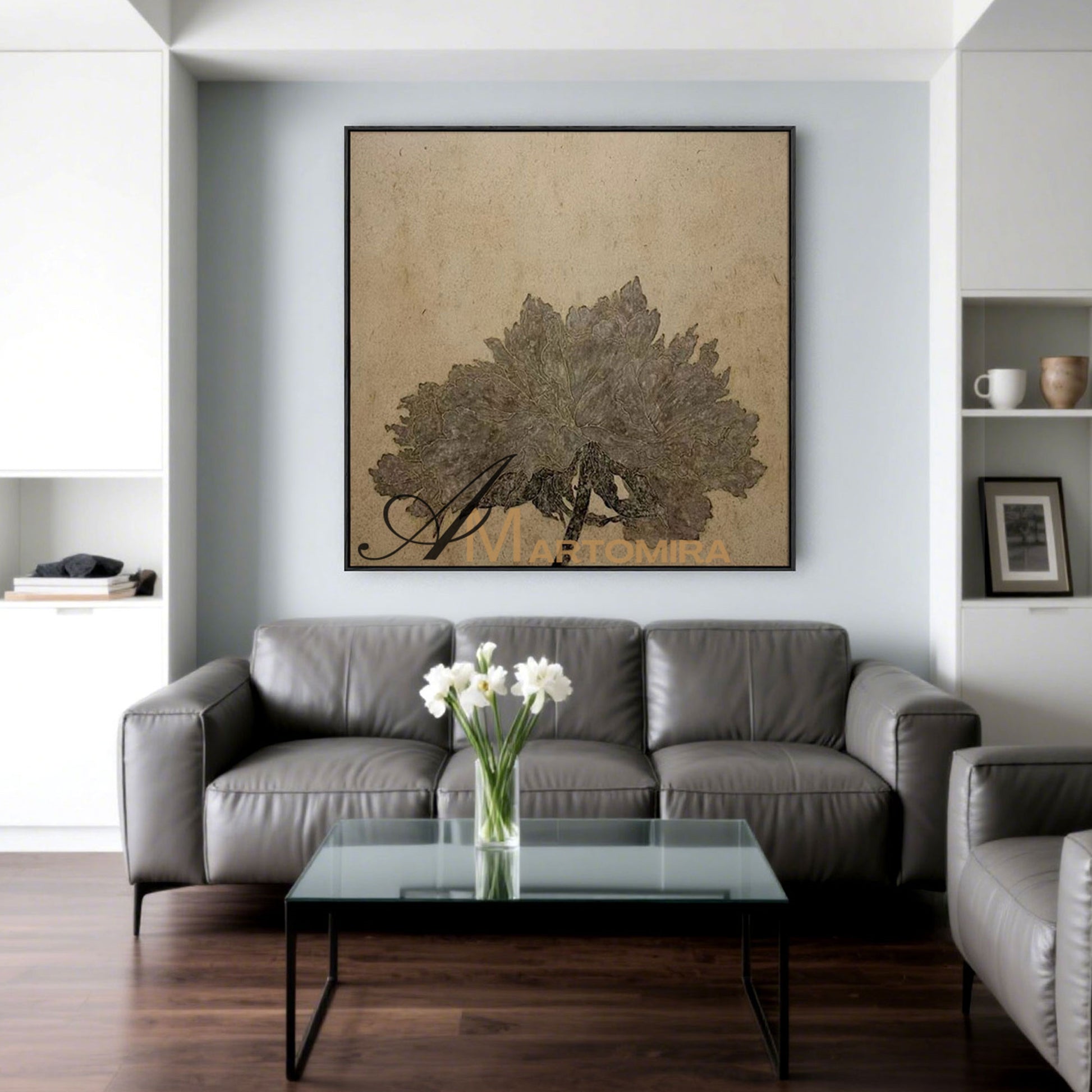 Abstract Floral Painting | Flower Oil Painting | Brown Abstract Wall Art | Wabi Sabi Wall Art #MF069