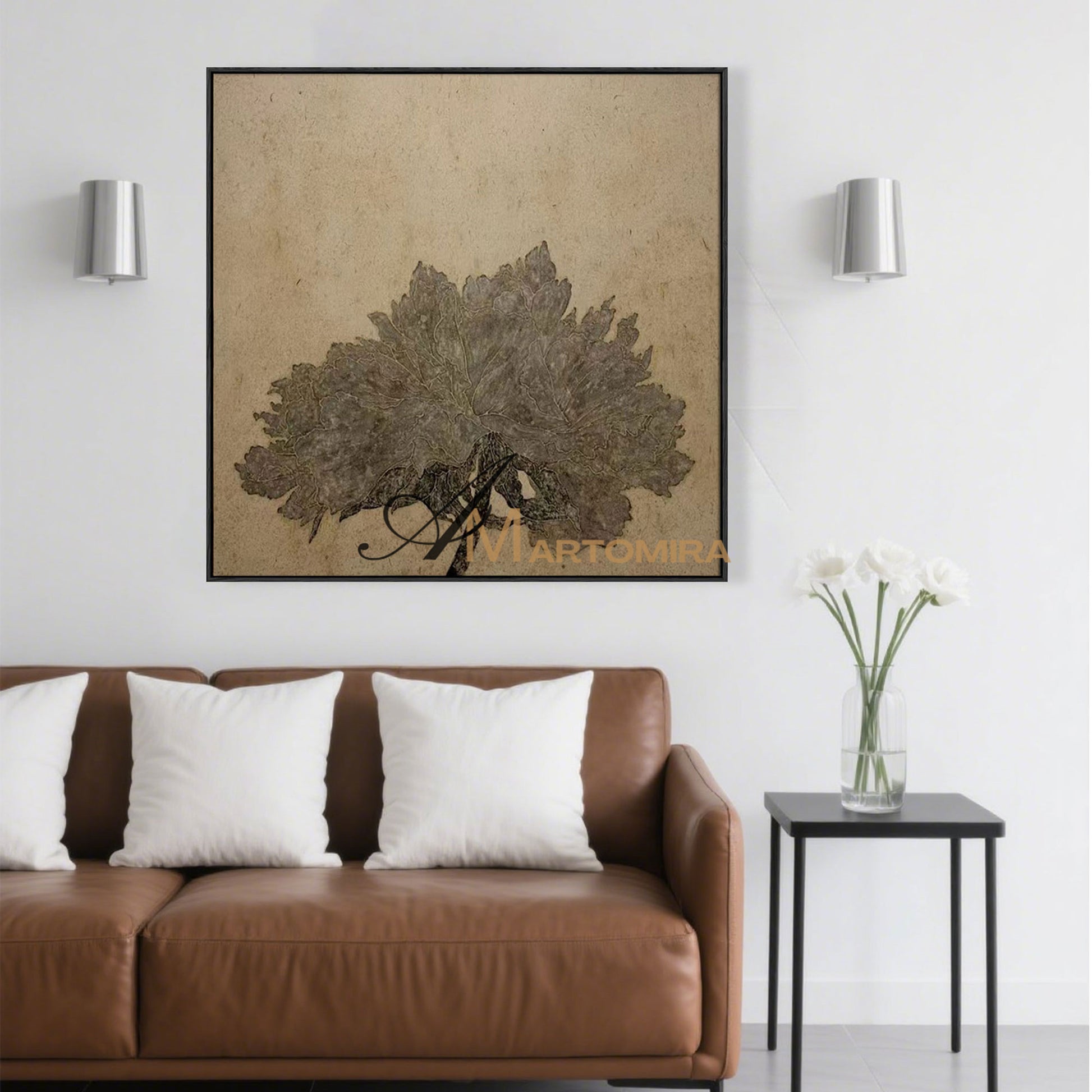 Abstract Floral Painting | Flower Oil Painting | Brown Abstract Wall Art | Wabi Sabi Wall Art #MF069