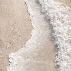 Minimalist Neutral Textured Ocean Beach Wave Canvas Wall Art, Thick Paint Impasto Coastal Landscape Artwork for Modern Home, Beige White Soft Tones Abstract Painting for Living Room Bedroom Office Decor