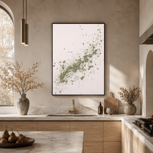 Abstract Textured Soft Pink Sage Green Mixed Media Style Vertical Wall Art for Living Room Bedroom