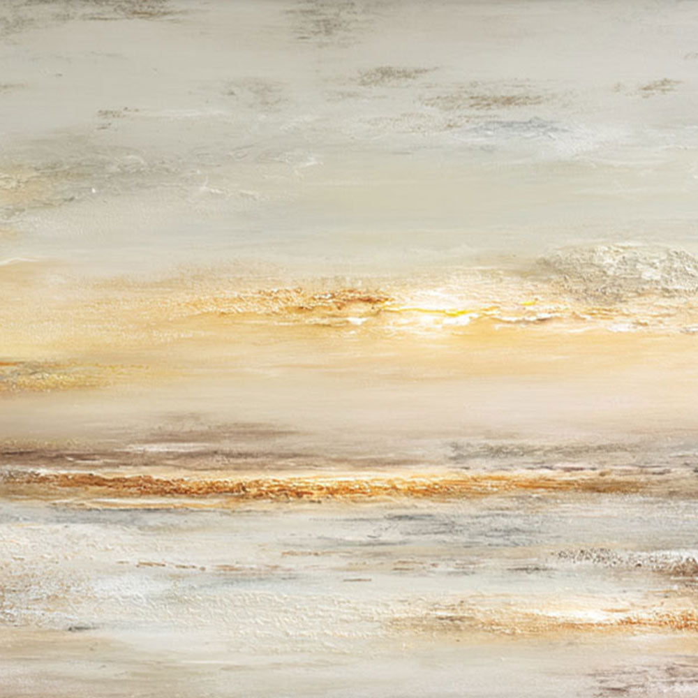 Large Framed Abstract Textured Sunset Seascape Wall Art, Modern Coastal Beige Brown White Gold Canvas Painting, Thick Impasto Knife Stroke Artwork for Living Room Bedroom Office Hallway Dining Room Home Decor