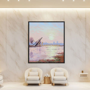 Landscape Wall Art | Pink Wall Art | Sunset Canvas Painting | Landscape Canvas Oil Painting #DF011