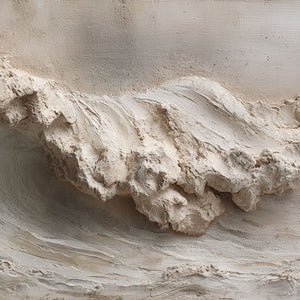 Textured Plaster 3D Relief Abstract Ocean Wave Wall Art Neutral Beige White Light Grey Modern Minimalist Wabi Sabi Stucco Decor for Living Room Bedroom Office Dining Room Hallway