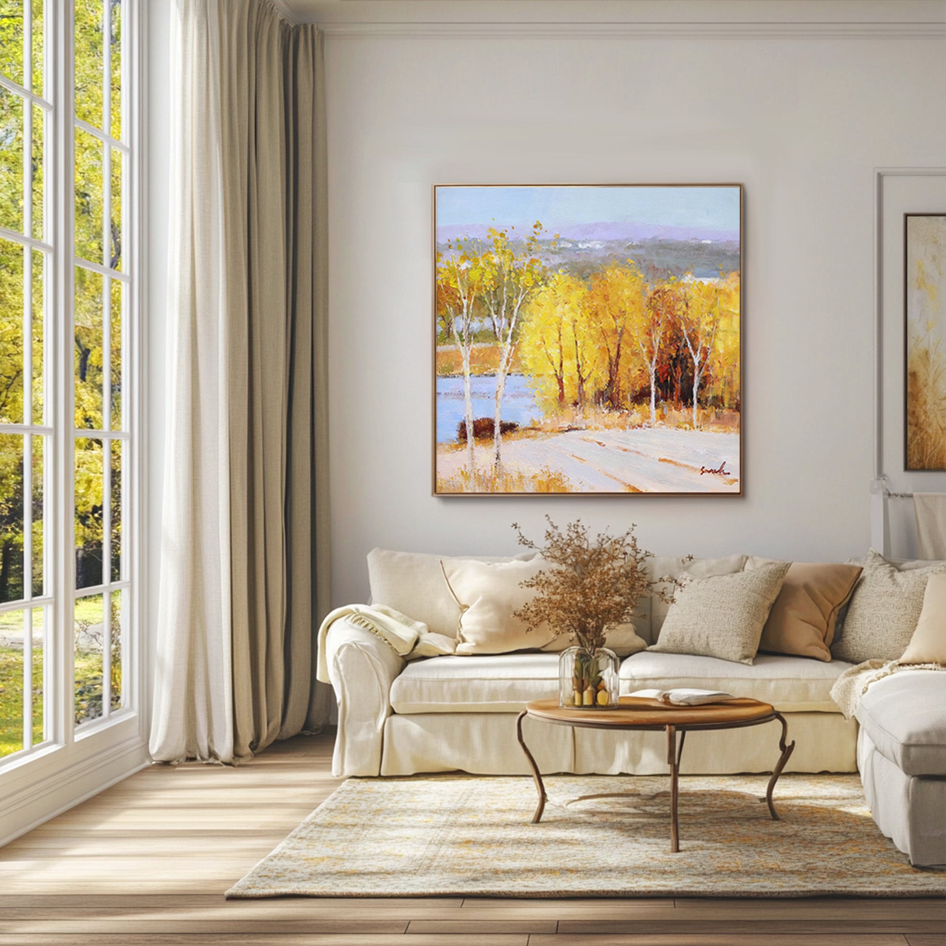 Landscape Wall Art Canvas | Autumn Painting | Tree Painting | Paintings For Living Room #DF023