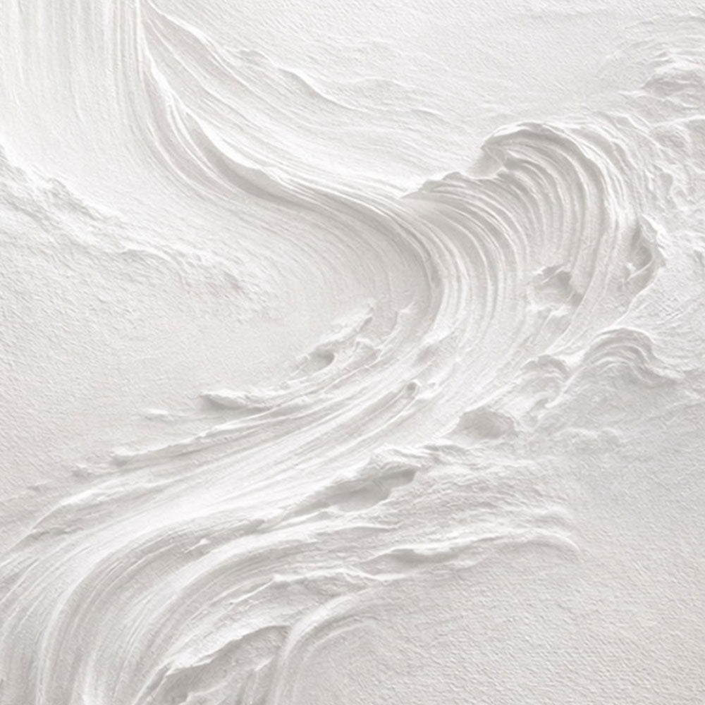 Minimalist White Abstract Textured Impasto Wall Art 3D Relief Flow Decorative Painting for Living Room Bedroom Office Hallway Dining Room Neutral Wabi-Sabi Style Modern Home Decor Artwork
