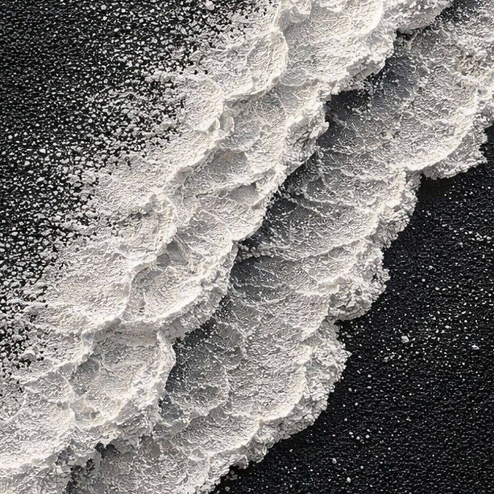 Black and White Abstract Ocean Wave Textured Wall Art, Minimalist Monochrome 3D Wave Texture Canvas Artwork for Modern Home Decor, Framed Coastal Inspired Black White Plaster Wall Art for Living Room Bedroom Office