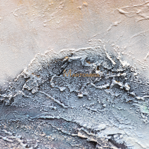 Abstract Landscape Art | Blue And Gold Wall Art | Mountains Painting | Paintings For Living Room #DF014