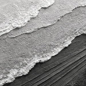 Black and White Abstract Textured Ocean Wave Wall Art Minimalist Monochrome Thick Knife Paint Coastal Scene Canvas Artwork for Modern Home Decor