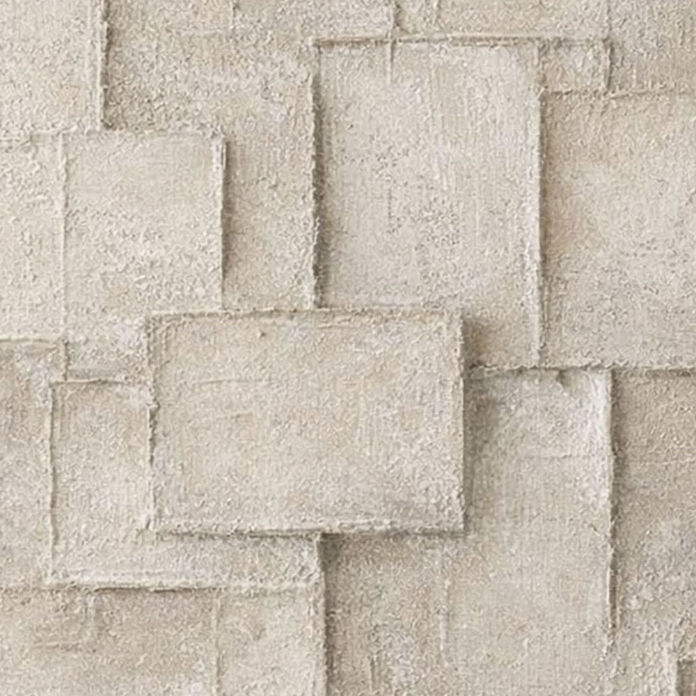 Minimalist Asymmetrical Neutral Geometric Blocks Wabi Sabi Wall Art, Beige & Light Brown Muted Tone 3D Relief Plaster Artwork, Modern Textured Abstract Decor for Contemporary Home