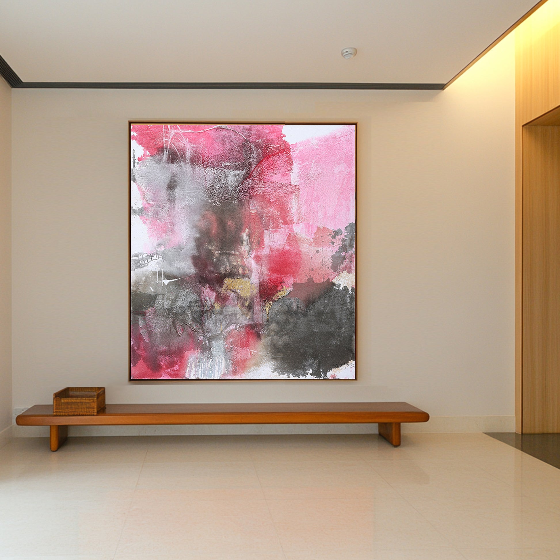 Square Wall Art | Pink And Grey Abstract Art | Minimalist Abstract Art | Wall Art Decor #DF018