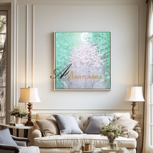 Paintings Of Trees | Green Wall Art | Landscape Canvas Painting | Contemporary Wall Decor #DF015