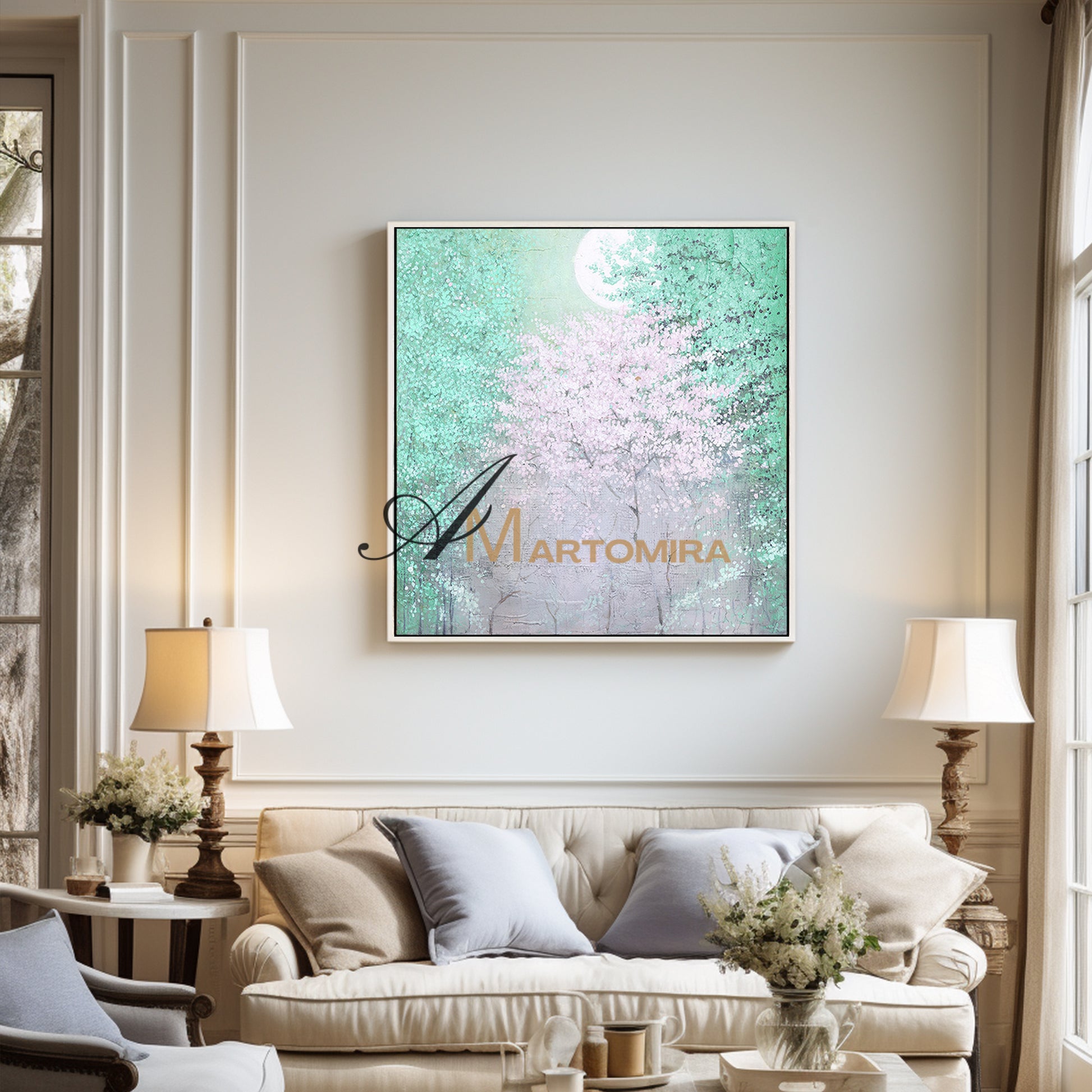 Paintings Of Trees | Green Wall Art | Landscape Canvas Painting | Contemporary Wall Decor #DF015