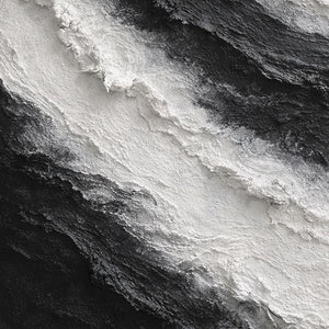 Black and White Abstract Diagonal Wave Textured Impasto Wall Art, Modern Monochrome Contrast Thick Knife Brush Stacked Painting, Minimalist Contemporary Handcrafted Decor for Interior Spaces