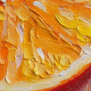 Vibrant Close-Up Orange Citrus Slice Impasto Wall Art Thick Textured Knife Brush Strokes Modern Colorful Abstract Fruit Painting for Kitchen Dining Living Room Bedroom Office Hallway