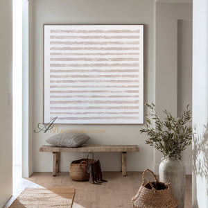 Wabi-Sabi Minimalist Neutral Abstract Art | Textured Line Painting on Canvas | Beige Modern Wall Art | Minimal Aesthetic Home Decor #WB001