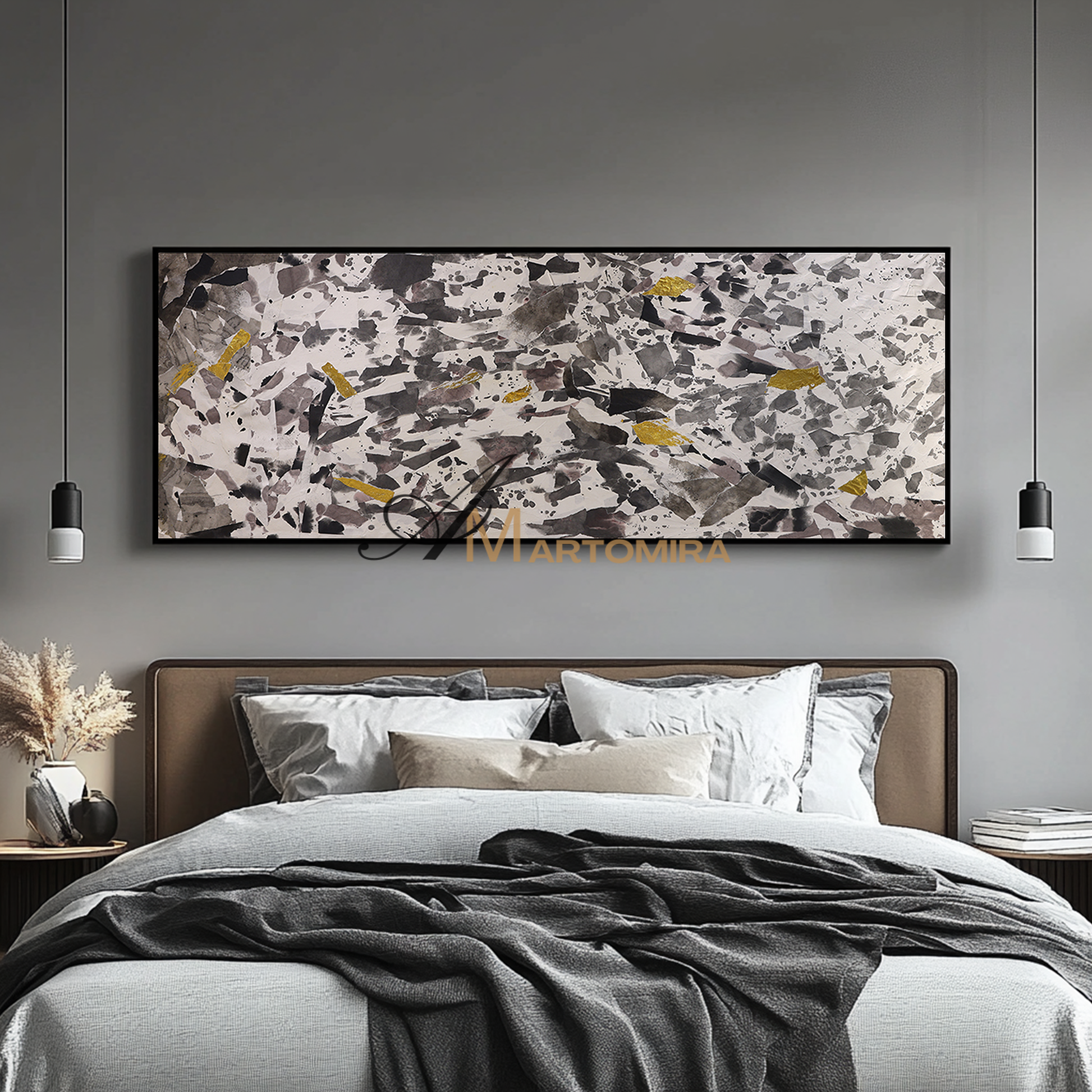 Black And White Wall Art | Abstract Art | Modern Abstract Wall Art | Large Horizontal Wall Art #DF052