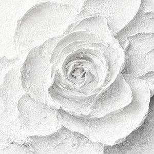 Minimalist White Textured 3D Rose Flower Impasto Wall Art Elegant Modern Neutral Decor for Living Room Bedroom Office
