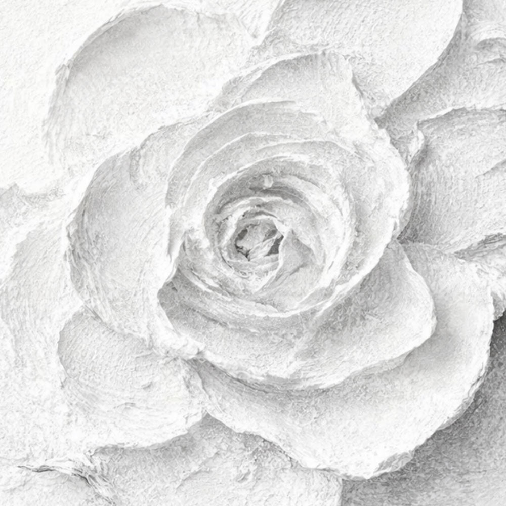 Minimalist White Textured 3D Rose Flower Impasto Wall Art Elegant Modern Neutral Decor for Living Room Bedroom Office