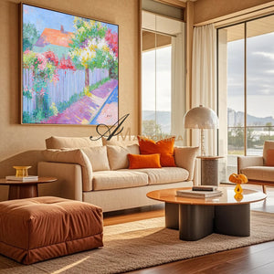 Landscape Wall Art | Garden Wall Art | Colorful Flower Wall Art | Large Painting For Living Room  #DF022