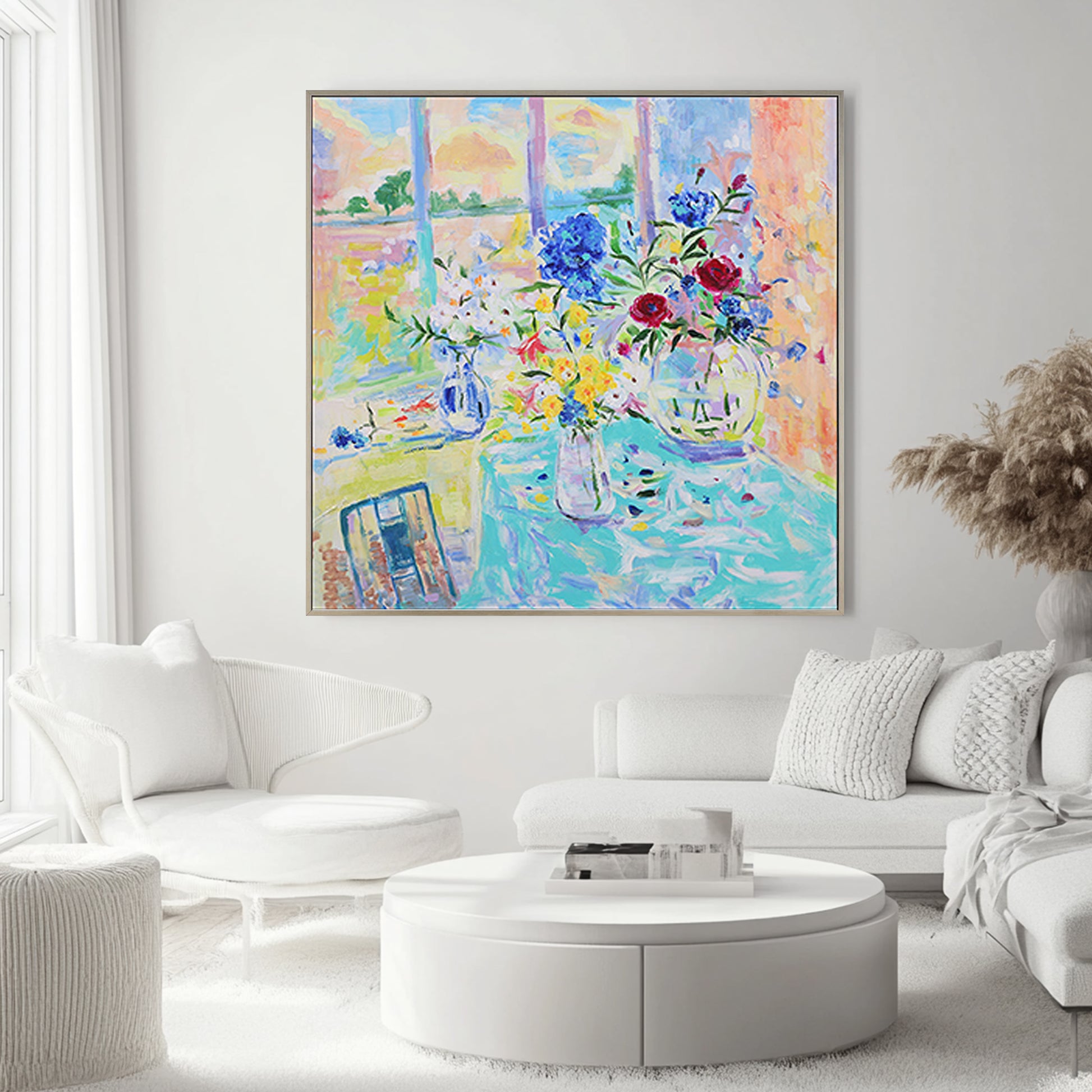 Colorful Wall Art | Flower Vase Painting | Floral Art Wall | Canvas Art Wall Decor #DF038