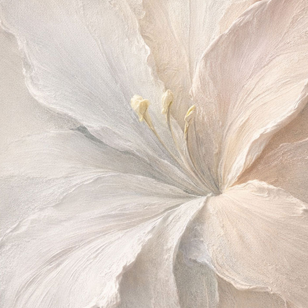 Elegant Soft White Beige Lily Flower Textured Wall Art Minimalist Botanical Decor Modern Aesthetic Artwork for Cozy Home Office Living Room Bedroom Dining Room Hallway