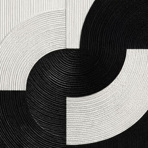 Modern Black and White Geometric Abstract Textured Wall Art, High Contrast Minimalist Block and Curve Design, Thick Monochrome Raised Canvas Artwork for Living Room Bedroom Office Dining Room Hallway