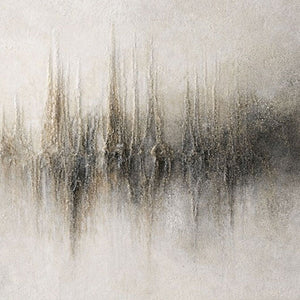 Abstract Beige Skyline Textured Canvas Painting - Hand-Painted Central Ridge Art