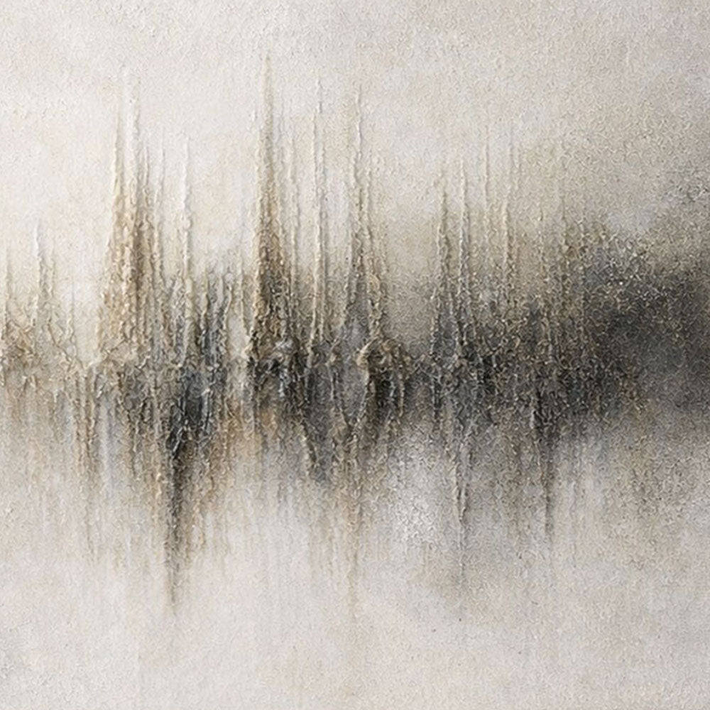 Abstract Beige Skyline Textured Canvas Painting - Hand-Painted Central Ridge Art