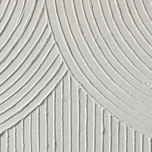 Minimalist White Abstract Geometric Lines Textured Wall Art Framed Square Modern Decor for Neutral Spaces
