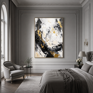 Seni Wabi Sabi | Seni Dinding Abstrak Besar | Seni Kanvas Hitam Putih | Seni Dinding Minimalis Abstrak #AH147