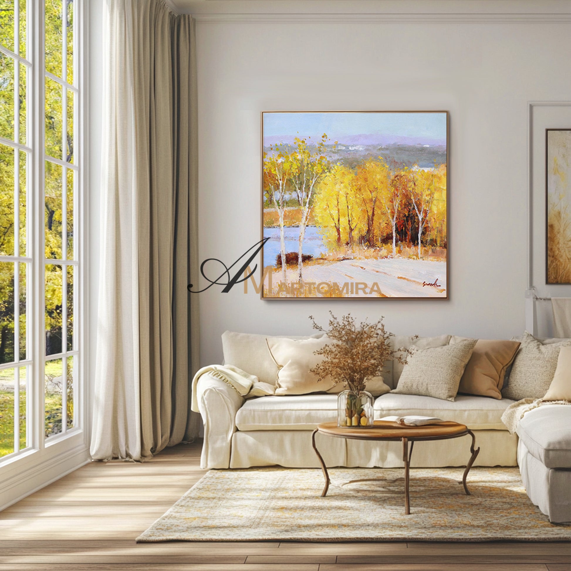 Landscape Wall Art Canvas | Autumn Painting | Tree Painting | Paintings For Living Room #DF023
