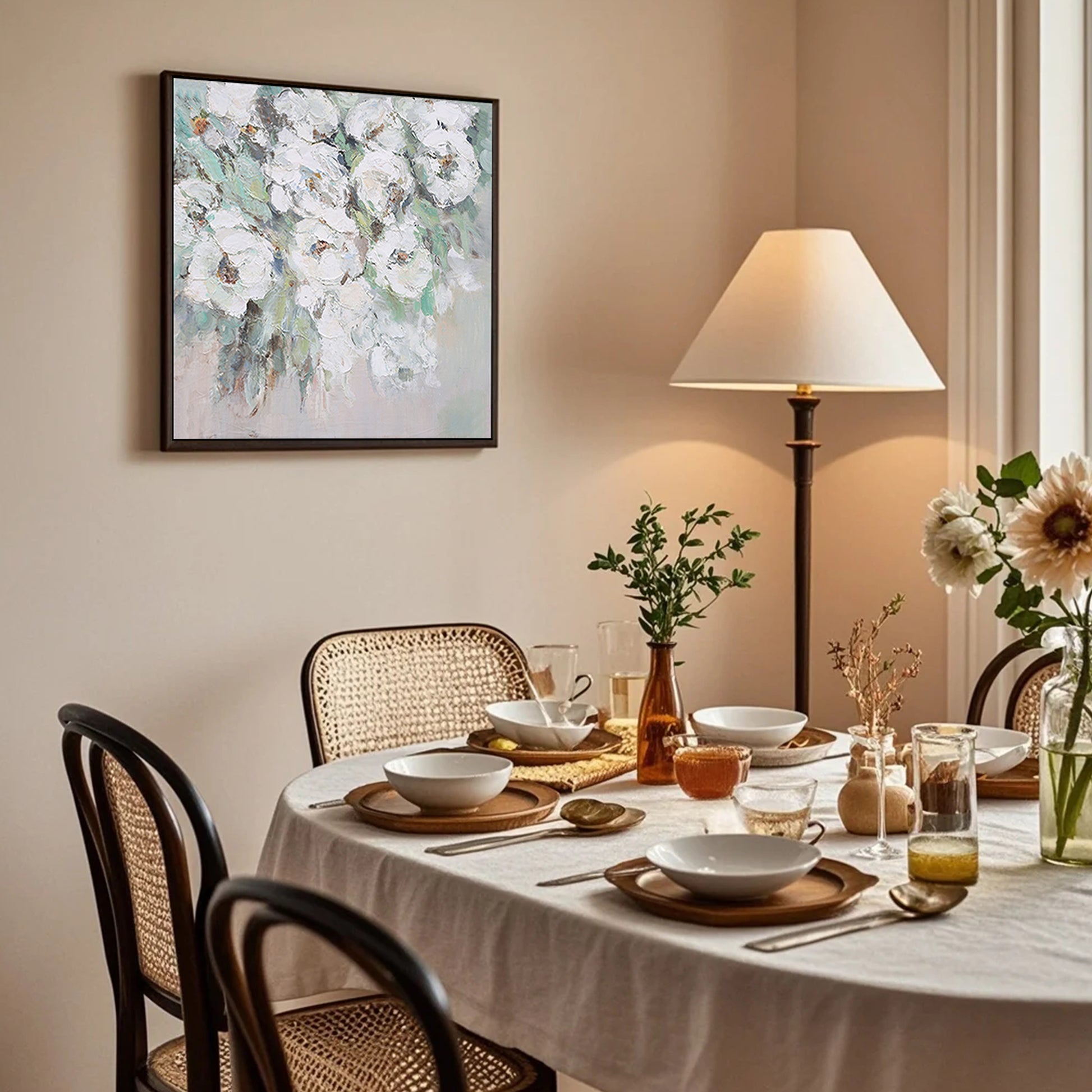 Square Wall Art | Flower Paintings On Canvas | Flower Wall Art | Decorative Wall Art #DF039