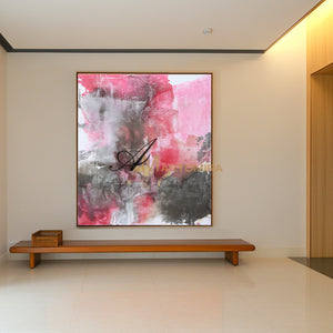 Square Wall Art | Pink And Grey Abstract Art | Minimalist Abstract Art | Wall Art Decor #DF018