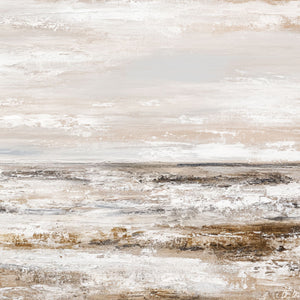 Abstract Coastal Ocean and Sky Landscape Textured Wall Art, Neutral Brown Beige White Light Grey Panoramic Large Canvas Print Artwork for Modern Home Decor, Living Room Bedroom Dining Room Office Hallway Wall Decoration