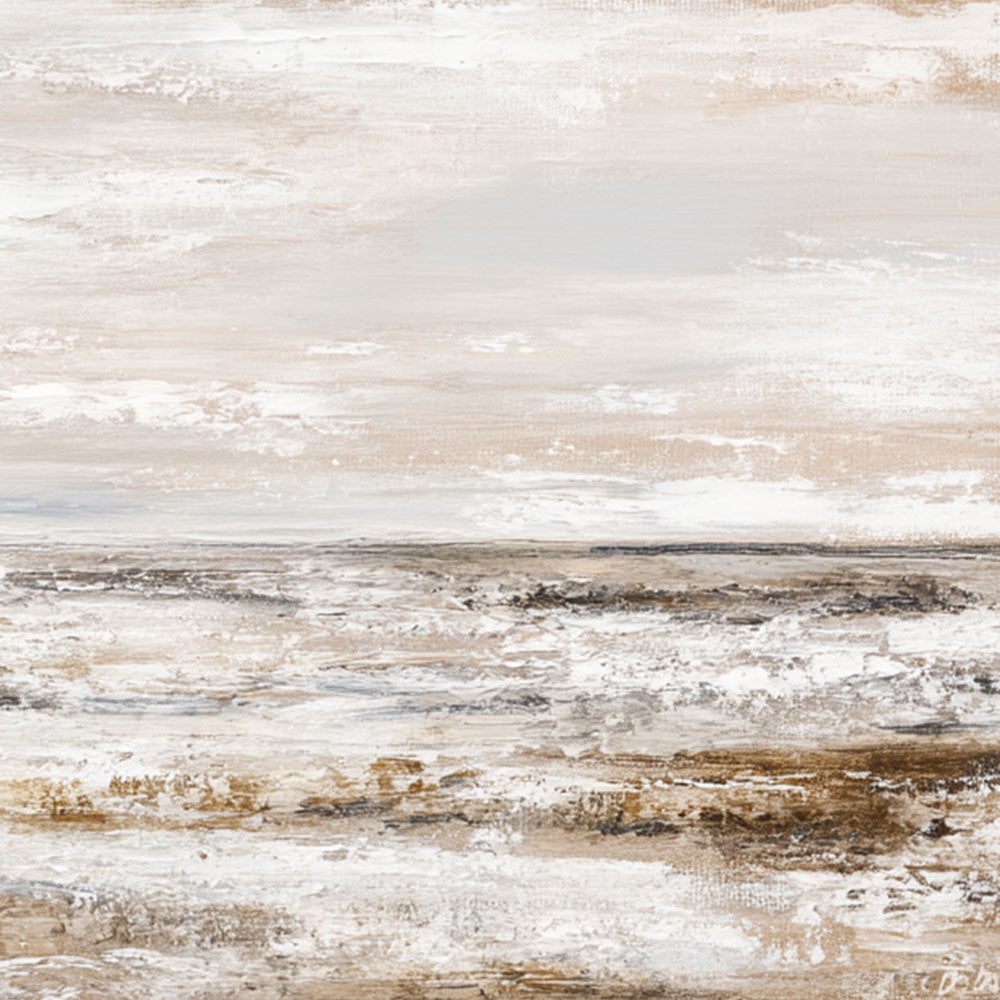 Abstract Coastal Ocean and Sky Landscape Textured Wall Art, Neutral Brown Beige White Light Grey Panoramic Large Canvas Print Artwork for Modern Home Decor, Living Room Bedroom Dining Room Office Hallway Wall Decoration
