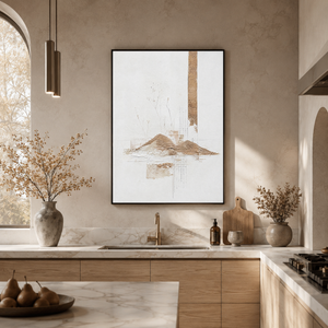 Abstract Minimalist Wabi Sabi Neutral Landscape Plaster Texture Vertical Wall Art for Living Room Office