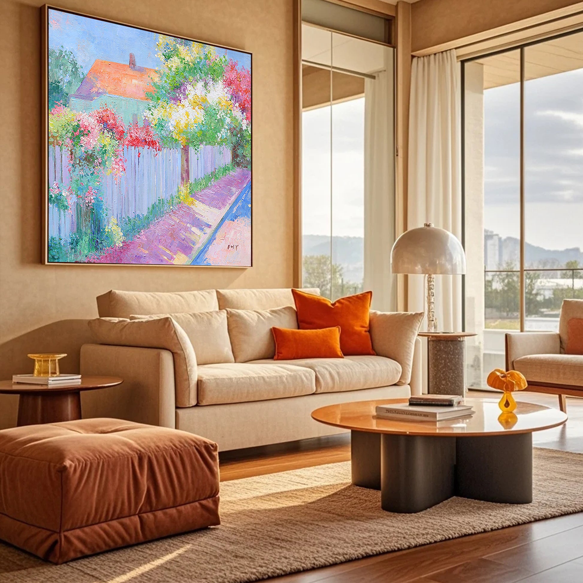 Landscape Wall Art | Garden Wall Art | Colorful Flower Wall Art | Large Painting For Living Room  #DF022